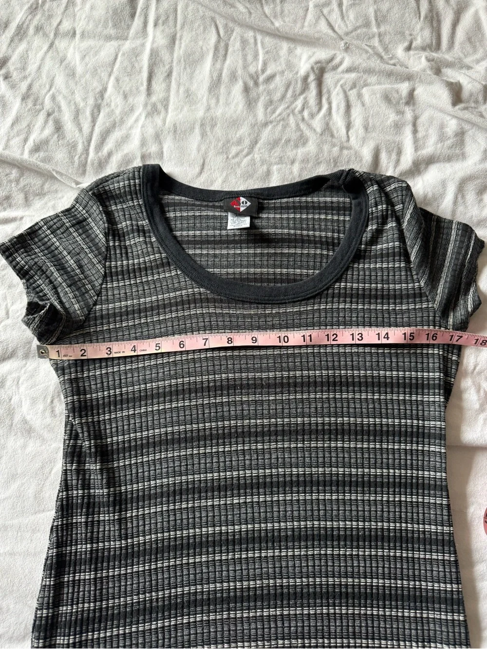 Vintage 90s No Boundaries Grunge Black and Gray Striped Short Sleeve Maxi Dress